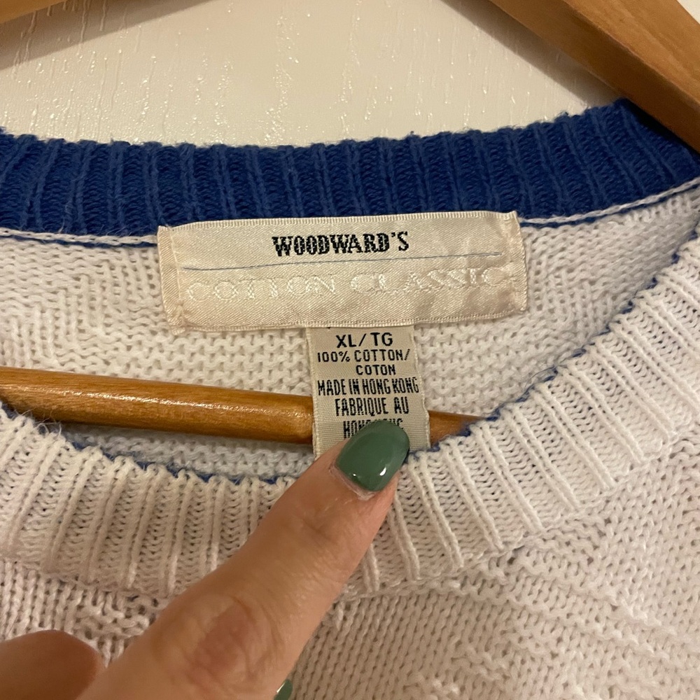 Woodwards Classic Cotton Blue and Yellow Striped Sweater - Picture 3 of 9